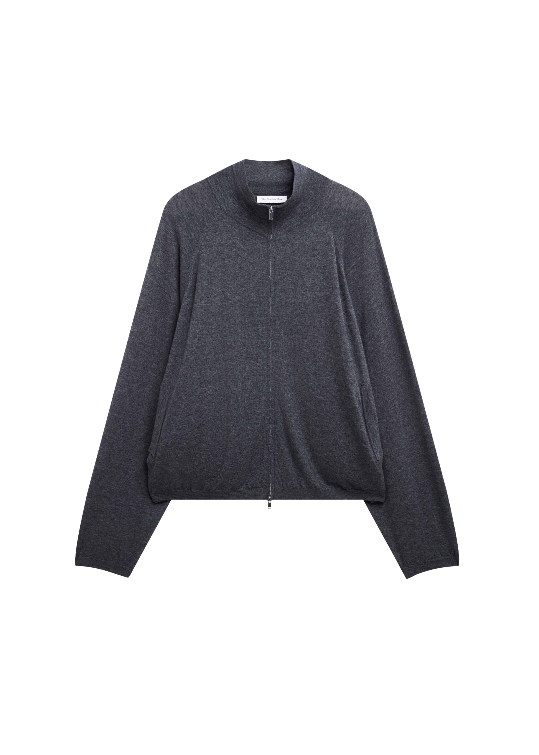 The Frankie Shop Baxe Knit Track Jacket – Dark Grey Melange