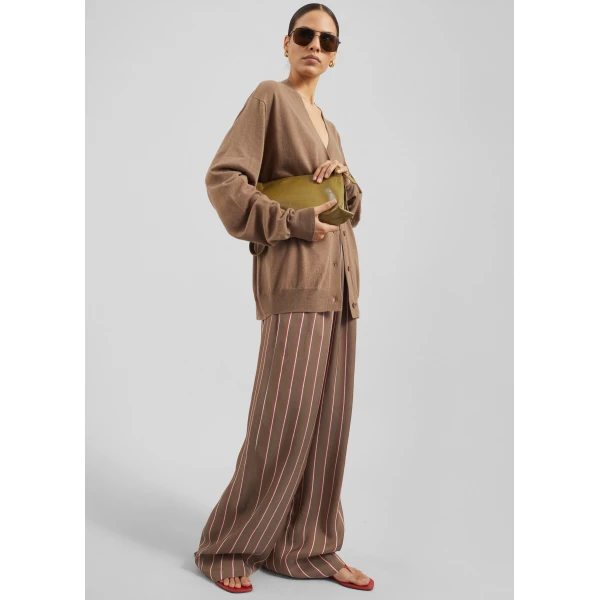 The Frankie Shop Baxter Fluid Track Pants - Brown Multi Stripe - Oversized Minimalist Pants in Multicolour - Shop at Luxury Shoes 