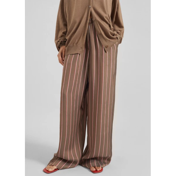 The Frankie Shop Baxter Fluid Track Pants - Brown Multi Stripe - Oversized Minimalist Pants in Multicolour - Shop at Luxury Shoes 