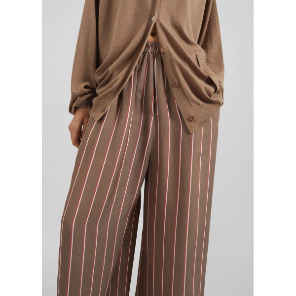 The Frankie Shop Baxter Fluid Track Pants - Brown Multi Stripe - Oversized Minimalist Pants in Multicolour - Shop at Luxury Shoes 