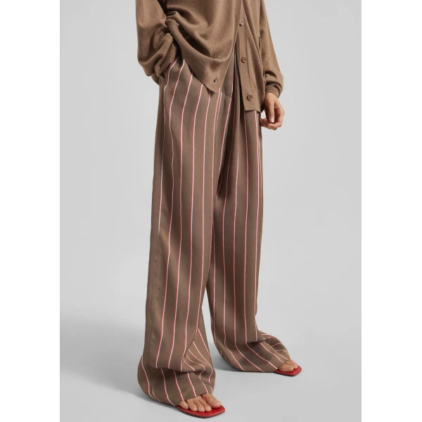 The Frankie Shop Baxter Fluid Track Pants - Brown Multi Stripe - Oversized Minimalist Pants in Multicolour - Shop at Luxury Shoes 