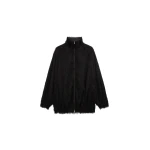 The Frankie Shop Baxter Fringed Track Jacket - Black - Oversized Minimalist Jackets in Black - Shop at Luxury Shoes 