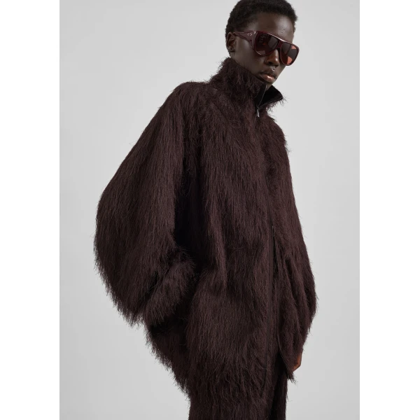 The Frankie Shop Baxter Fringed Track Jacket - Dark Brown - Oversized Minimalist Jackets in Beige - Shop at Luxury Shoes 