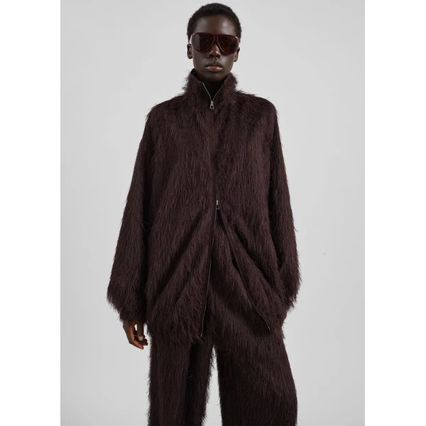 The Frankie Shop Baxter Fringed Track Jacket - Dark Brown - Oversized Minimalist Jackets in Beige - Shop at Luxury Shoes 