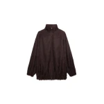 The Frankie Shop Baxter Fringed Track Jacket - Dark Brown - Oversized Minimalist Jackets in Beige - Shop at Luxury Shoes 