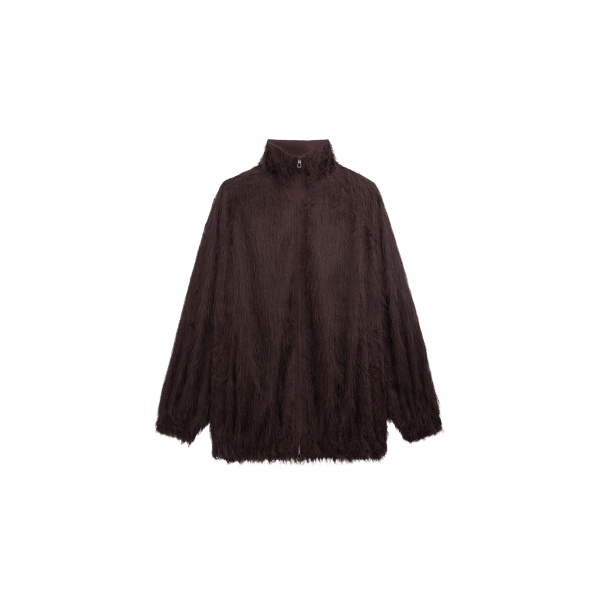 The Frankie Shop Baxter Fringed Track Jacket - Dark Brown - Oversized Minimalist Jackets in Beige - Shop at Luxury Shoes 