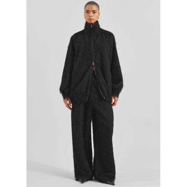 The Frankie Shop Baxter Fringed Track Pants - Black - Oversized Minimalist Pants in Black - Shop at Luxury Shoes 