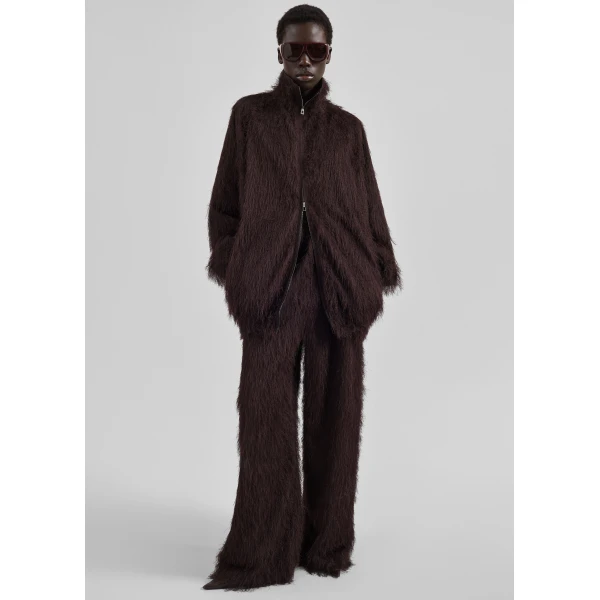 The Frankie Shop Baxter Fringed Track Pants – Dark Brown, view 2