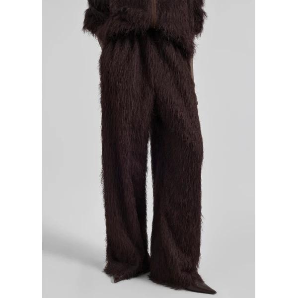 The Frankie Shop Baxter Fringed Track Pants – Dark Brown, view 3