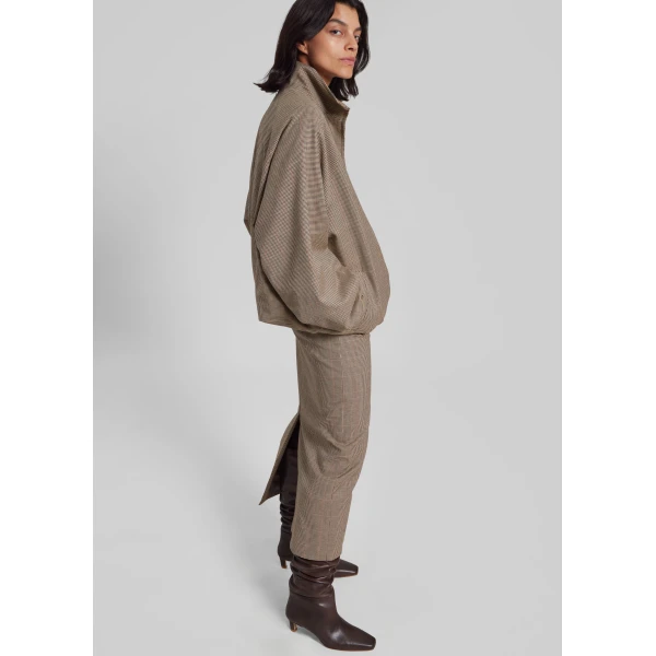 The Frankie Shop Baxter Houndstooth Track Jacket - Beige - Oversized Minimalist Jackets in Beige - Shop at Luxury Shoes 