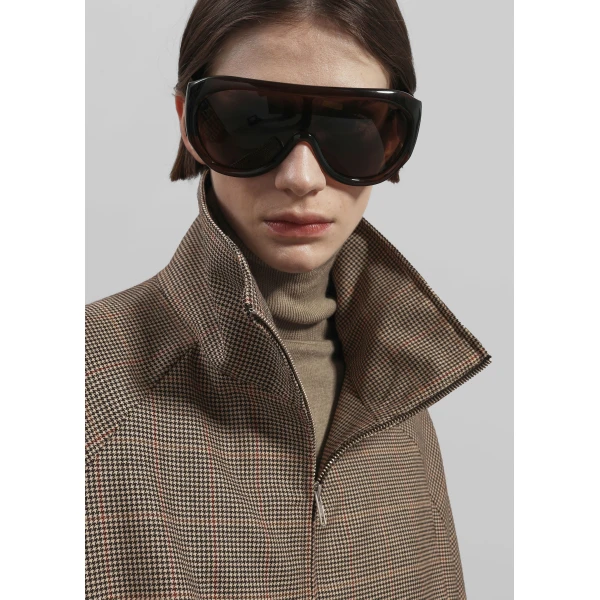 The Frankie Shop Baxter Houndstooth Track Jacket - Beige - Oversized Minimalist Jackets in Beige - Shop at Luxury Shoes 