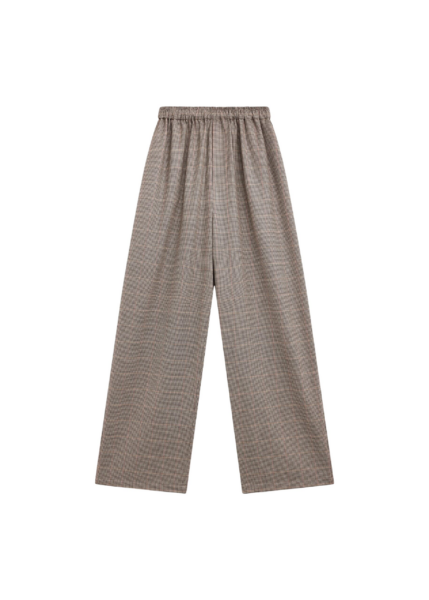The Frankie Shop Baxter Houndstooth Track Pants - Beige - Oversized Minimalist Pants in Beige - Shop at Luxury Shoes 