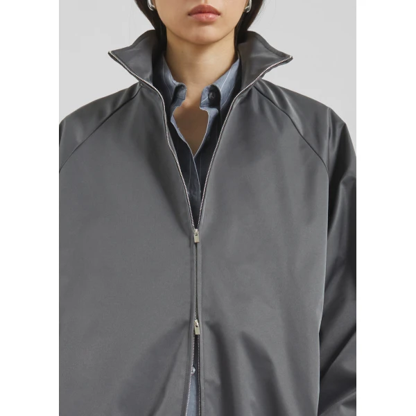 The Frankie Shop Baxter Lustrous Track Jacket - Grey - Oversized Minimalist Jackets in Grey - Shop at Luxury Shoes 
