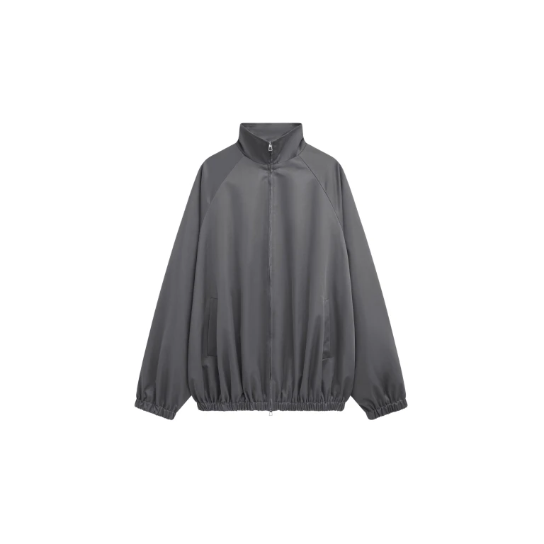 The Frankie Shop Baxter Lustrous Track Jacket - Grey - Oversized Minimalist Jackets in Grey - Shop at Luxury Shoes 
