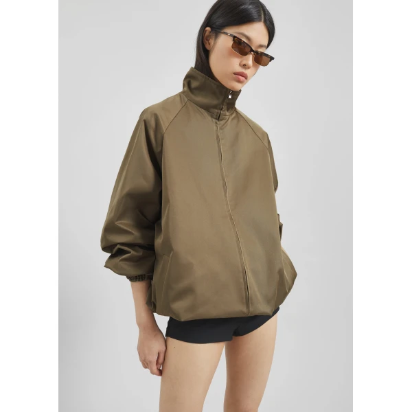 The Frankie Shop Baxter Lustrous Track Jacket - Moss Green - Oversized Minimalist Jackets in Green - Shop at Luxury Shoes 
