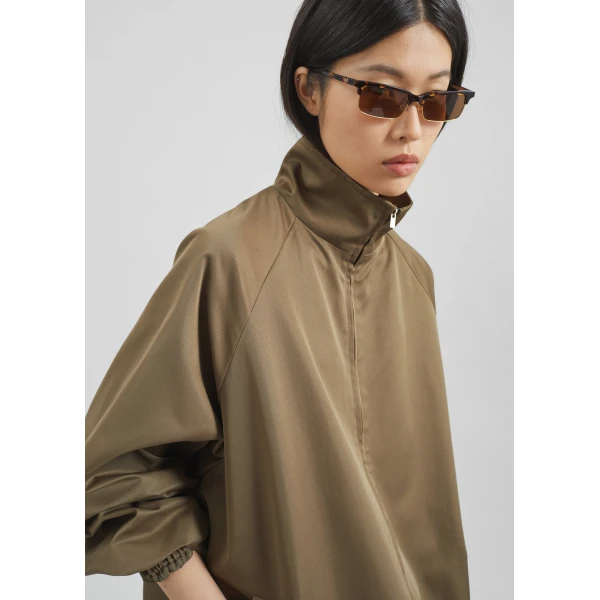 The Frankie Shop Baxter Lustrous Track Jacket - Moss Green - Oversized Minimalist Jackets in Green - Shop at Luxury Shoes 