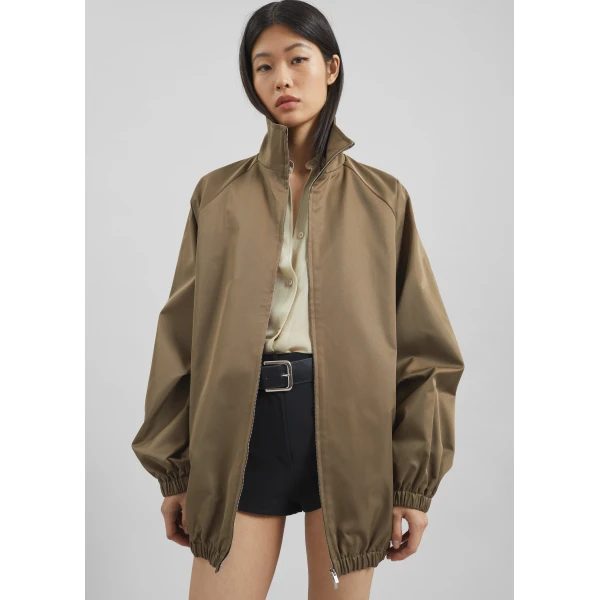 The Frankie Shop Baxter Lustrous Track Jacket - Moss Green - Oversized Minimalist Jackets in Green - Shop at Luxury Shoes 