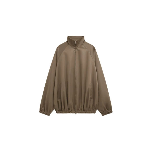 The Frankie Shop Baxter Lustrous Track Jacket - Moss Green - Oversized Minimalist Jackets in Green - Shop at Luxury Shoes 