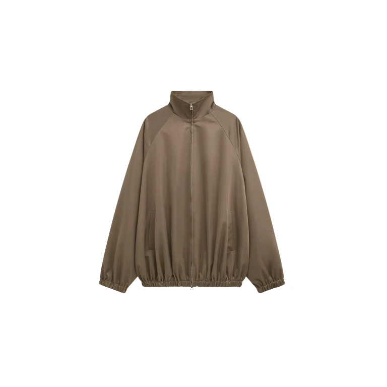 The Frankie Shop Baxter Lustrous Track Jacket - Moss Green - Oversized Minimalist Jackets in Green - Shop at Luxury Shoes 