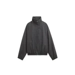 The Frankie Shop Baxter Plaid Track Jacket - Dark Grey - Oversized Minimalist Jackets in Grey - Shop at Luxury Shoes 