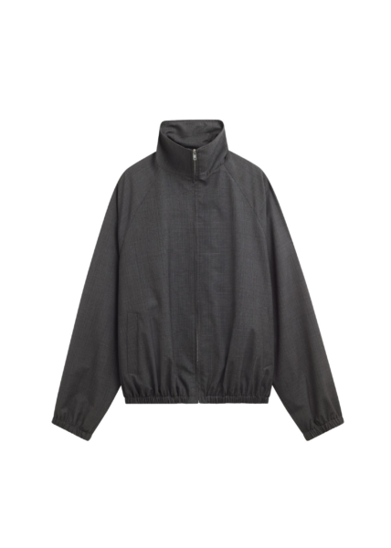 The Frankie Shop Baxter Plaid Track Jacket - Dark Grey - Oversized Minimalist Jackets in Grey - Shop at Luxury Shoes 