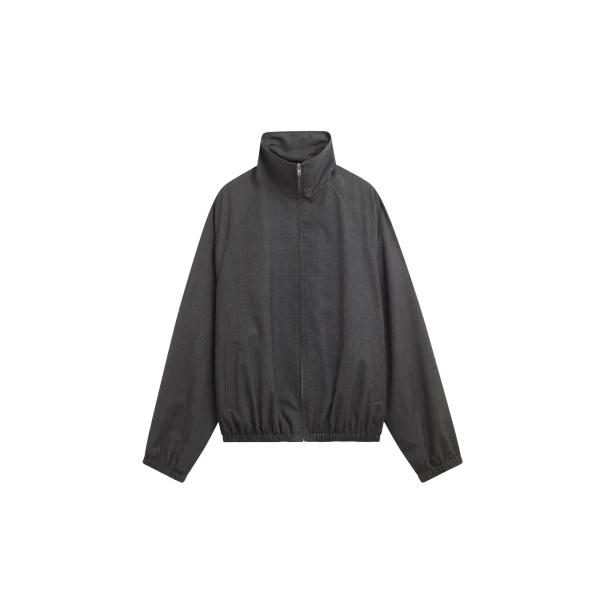 The Frankie Shop Baxter Plaid Track Jacket - Dark Grey - Oversized Minimalist Jackets in Grey - Shop at Luxury Shoes 