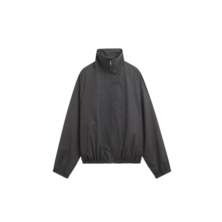 The Frankie Shop Baxter Plaid Track Jacket - Dark Grey - Oversized Minimalist Jackets in Grey - Shop at Luxury Shoes 