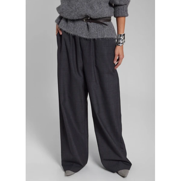 The Frankie Shop Baxter Plaid Track Pants - Dark Grey - Oversized Minimalist Pants in Grey - Shop at Luxury Shoes 