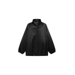 The Frankie Shop Baxter Satin Track Jacket - Black - Oversized Minimalist Jackets in Black - Shop at Luxury Shoes 