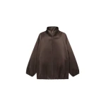The Frankie Shop Baxter Satin Track Jacket - Brown - Oversized Minimalist Jackets in Beige - Shop at Luxury Shoes 