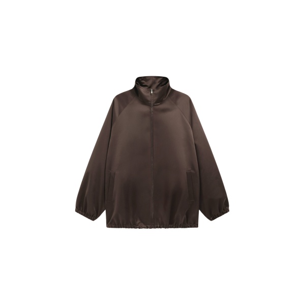 The Frankie Shop Baxter Satin Track Jacket - Brown - Oversized Minimalist Jackets in Beige - Shop at Luxury Shoes 