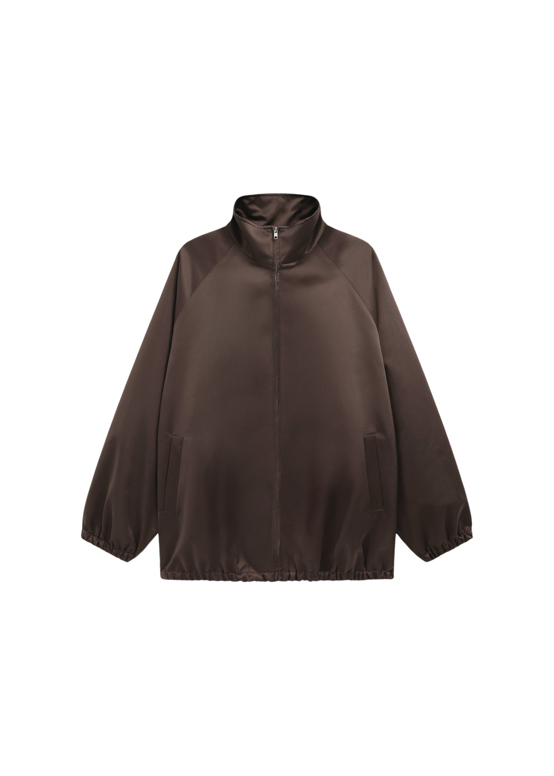 The Frankie Shop Baxter Satin Track Jacket – Brown
