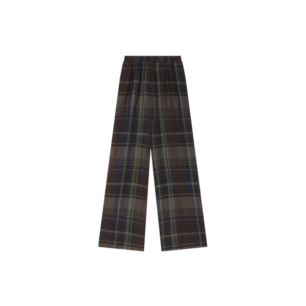 The Frankie Shop Baxter Sheer Fluid Track Pants - Navy Tartan - Oversized Minimalist Pants in Multicolour - Shop at Luxury Shoes 