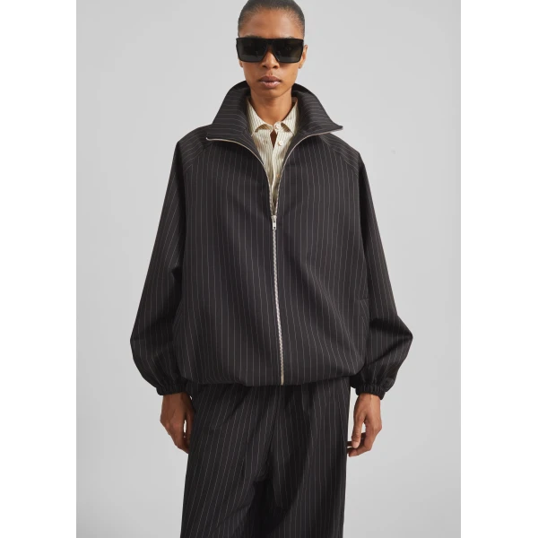 The Frankie Shop Baxter Track Jacket - Black/White Pinstripe - Oversized Minimalist Jackets in Multicolour - Shop at Luxury Shoes 