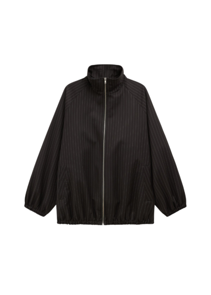 The Frankie Shop Baxter Track Jacket - Black/White Pinstripe - Oversized Minimalist Jackets in Multicolour - Shop at Luxury Shoes 