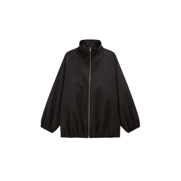 The Frankie Shop Baxter Track Jacket - Black/White Pinstripe - Oversized Minimalist Jackets in Multicolour - Shop at Luxury Shoes 