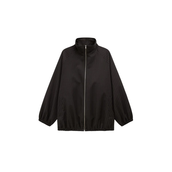 The Frankie Shop Baxter Track Jacket - Black/White Pinstripe - Oversized Minimalist Jackets in Multicolour - Shop at Luxury Shoes 