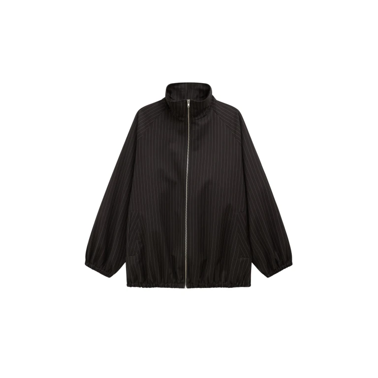 The Frankie Shop Baxter Track Jacket - Black/White Pinstripe - Oversized Minimalist Jackets in Multicolour - Shop at Luxury Shoes 