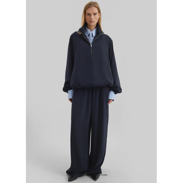 The Frankie Shop Baxter Track Jacket - Navy/White Pinstripe - Oversized Minimalist Jackets in Multicolour - Shop at Luxury Shoes 