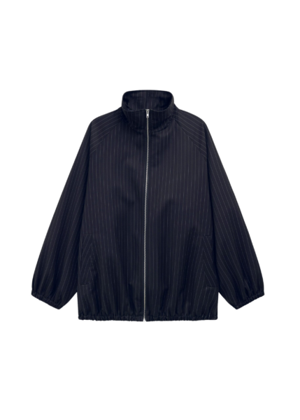 The Frankie Shop Baxter Track Jacket - Navy/White Pinstripe - Oversized Minimalist Jackets in Multicolour - Shop at Luxury Shoes 