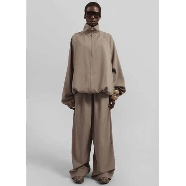 The Frankie Shop Baxter Track Jacket - Taupe - Oversized Minimalist Jackets in Beige - Shop at Luxury Shoes 