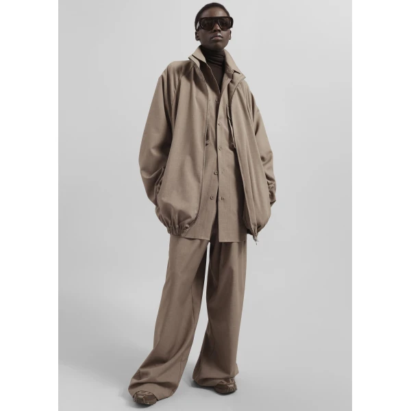 The Frankie Shop Baxter Track Jacket - Taupe - Oversized Minimalist Jackets in Beige - Shop at Luxury Shoes 