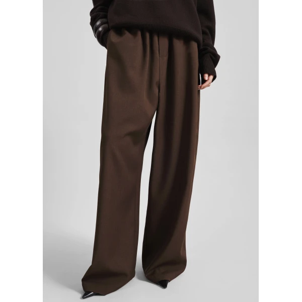 The Frankie Shop Baxter Track Pants - Dark Brown - Oversized Minimalist Pants in Beige - Shop at Luxury Shoes 