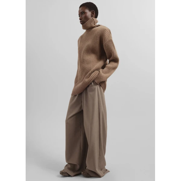The Frankie Shop Baxter Track Pants - Taupe - Oversized Minimalist Pants in Beige - Shop at Luxury Shoes 