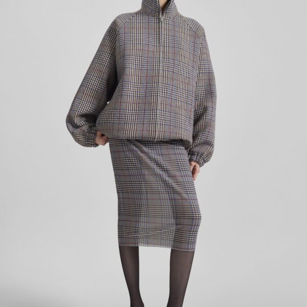 The Frankie Shop Baxter Wool Track Jacket – Beige Glen Plaid, view 5