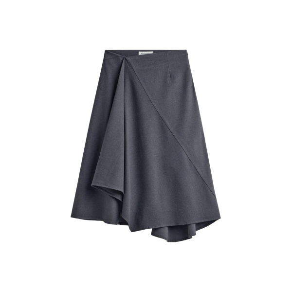 The Frankie Shop Bayel Flared Midi Skirt - Dark Grey - Oversized Minimalist Skirts in Grey - Shop at Luxury Shoes 
