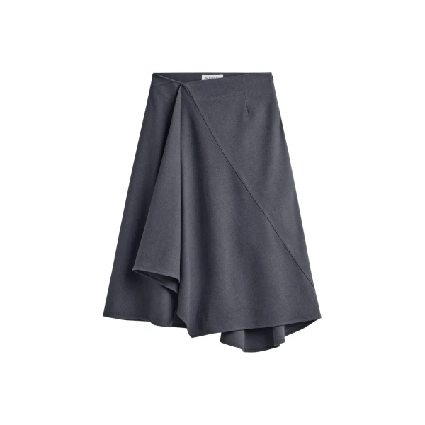 The Frankie Shop Bayel Flared Midi Skirt - Dark Grey - Oversized Minimalist Skirts in Grey - Shop at Luxury Shoes 