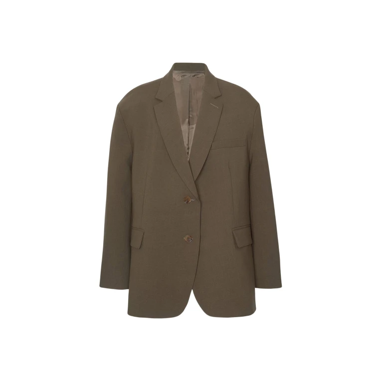 The Frankie Shop Bea Blazer - Chocolate - Oversized Minimalist Jackets in Beige - Shop at Luxury Shoes 