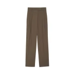 The Frankie Shop Bea Suit Pants - Chocolate - Oversized Minimalist Pants in Beige - Shop at Luxury Shoes 