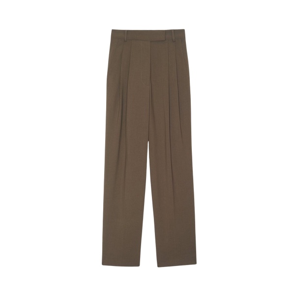 The Frankie Shop Bea Suit Pants - Chocolate - Oversized Minimalist Pants in Beige - Shop at Luxury Shoes 